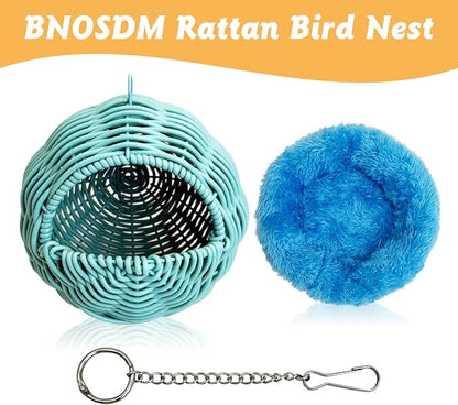 BNOSDM Rattan Parrot Nesting House Bird Nest Parakeet Hanging Swing Soft - Image 7