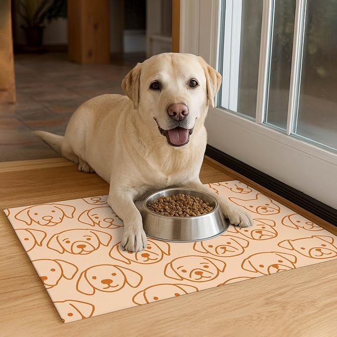 Pet Feeding Mat with Colorful Polka Dot Pattern Design 24" x 16" Dachshund - Image 4