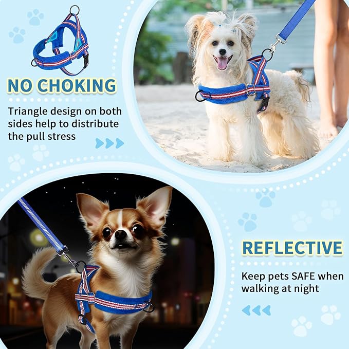 SlowTon No Pull Small Dog Harness and Leash Set, Puppy Soft Vest Harness Neck & - Image 3