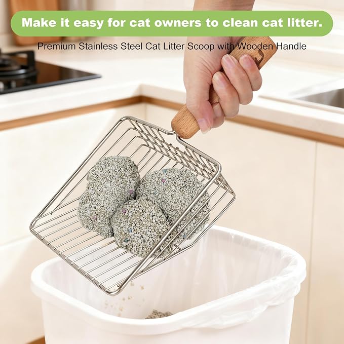 XBX Cat Litter Scoop with Holder, Sturdy Stainless Steel Litter Scooper - Image 2