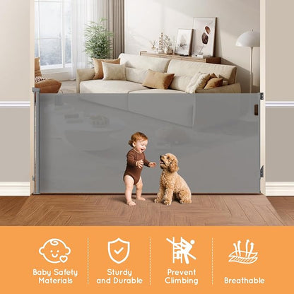 Retractable Baby Gate for Stairs, Automatic Tension, One-Hand Operation - Image 2