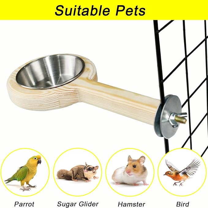 ASOCEA 2 Pack Bird Perch Feeding Cup, Bowls - Image 4