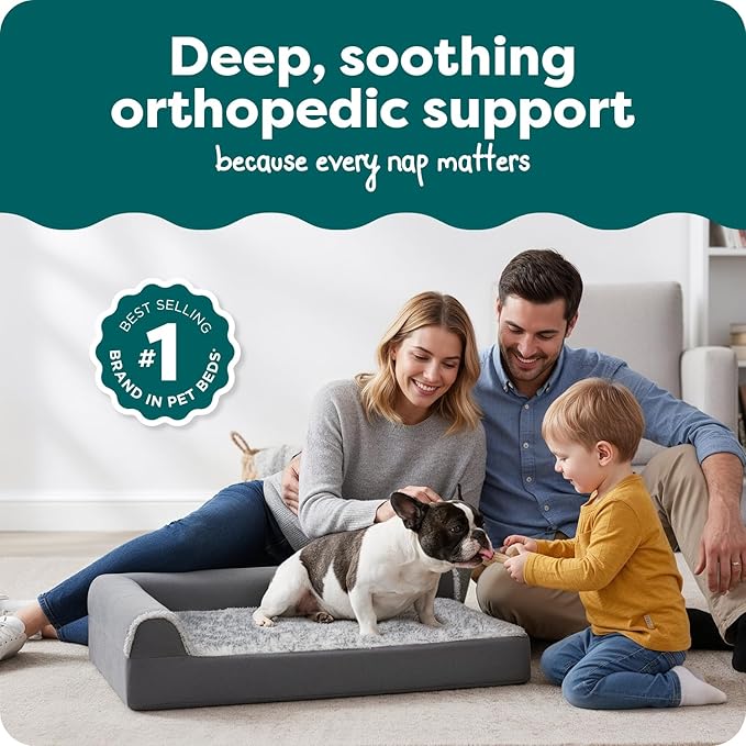 FurHaven Orthopedic Dog Bed for Medium Dogs, L-Shaped Chaise Mattress - Image 2