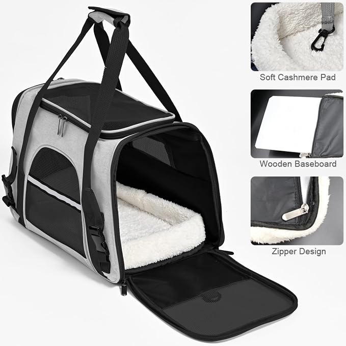 Dog Cat Carrier Soft for Small Pet Up to 16 Lbs TSA Airline Approved Travel - Image 3