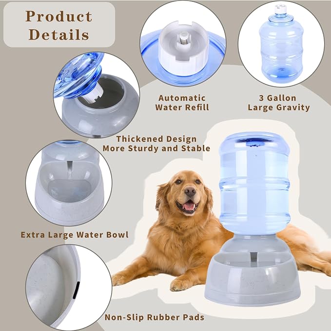3 Gallon Automatic Dog Water Dispenser, 11L Large Dog Water Bowl Dispenser - Image 2