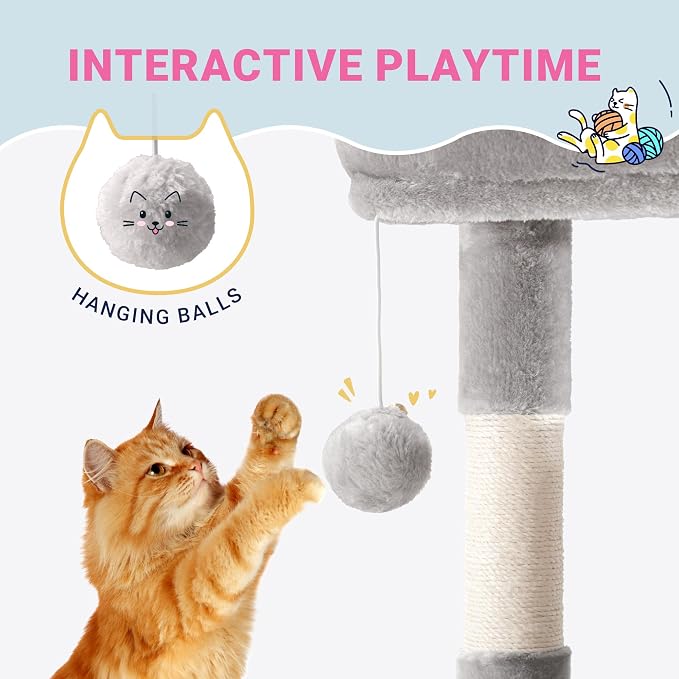 Allewie 29 Inches Cat Tree Tower/Plush Perches Platform/Condo/House/Sisal - Image 6