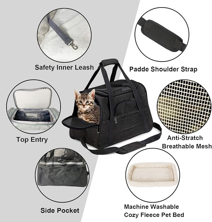 kathson Rabbit Travel Carrier Bag Airline Approved Pet Pocket Breathable Mesh - Image 3