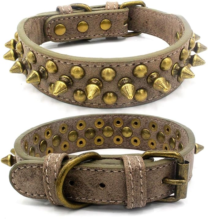 Spiked Dog Collar Soft Pu Leather Mushrooms Rivet Spike Studded Puppy by Unknown