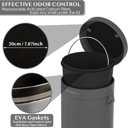 PAWZIDEA Dog Poop Trash Can Outside Odor Control, 3.1Gallon Large Pet Poop Can - Image 2