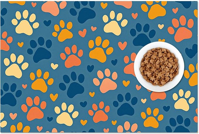 Colorful Dog Paw Print Pet Feeding Mat Spill-Proof Pets Food Mat - Image 8