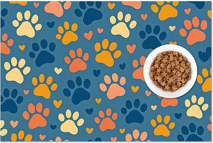 Colorful Dog Paw Print Pet Feeding Mat Spill-Proof Pets Food Mat - Image 8