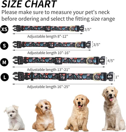 QQPETS Adjustable Soft Dog Collar: Print Flower Pink Multicolor Cute Patterns - Image 6