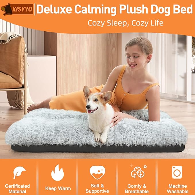 KISYYO Premium Washable Orthopedic Dog Bed – 41" Extra Large Crate Mat - Image 2