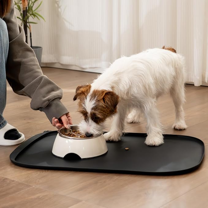 Silicone Dog Food Mat with Side Pocket & Hook Hole, Soft Raised Edges, Easy - Image 9