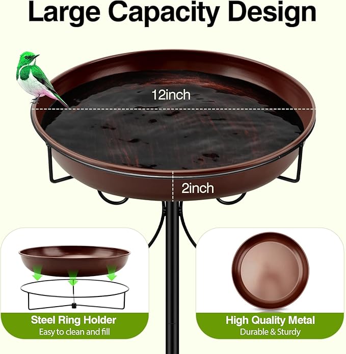 Daoeny Heavy Duty Bird Baths for Outdoors, 35In Outdoor Freestanding Birdbaths - Image 2