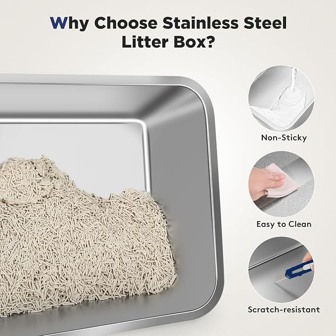 FURTIME Stainless Steel Litter Box - Image 8