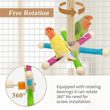 Bird Perch Toy for Cage, Spinning Windmill Bird Perch Toy, 360° Rotating - Image 2