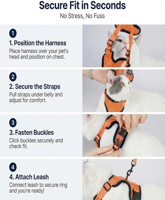 Luxelle 2 Pack Escape-Proof Cat Harness and Leash Set - Image 5