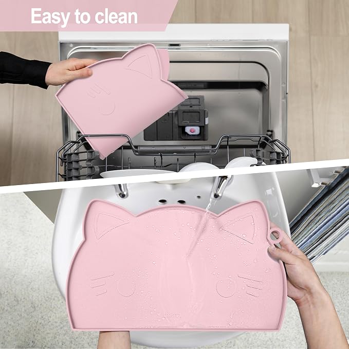 Coomazy Cat Food & Water Mat, Thicker Non-Slip Silicone Mat - Image 6