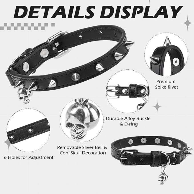 EXPAWLORER Leather Cat Collar for Girl Boy- Adjustable Pet Collar - Image 3