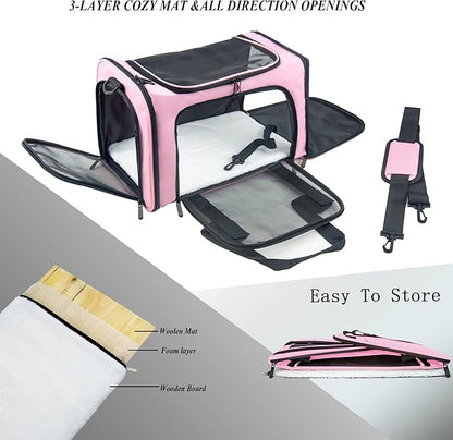 Soft Sided Carrier for Small Medium Cats Dogs, Removable Pad Collapsible Travel - Image 2