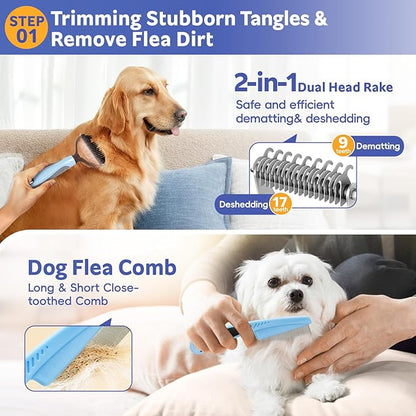 Dog Brush for Shedding 13pcs Bath Grooming Kit - Image 3