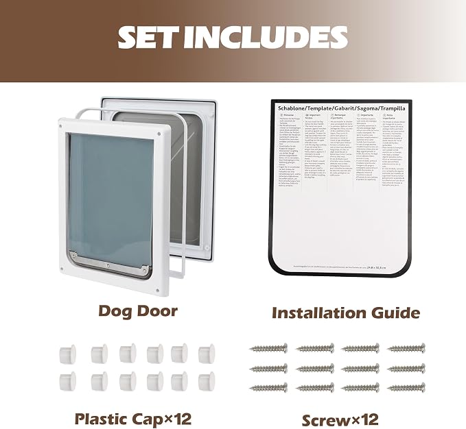Doggie Dog Flap Interior Sliding Door Wall 2 Ways Locking Entry Pet Glass Door - Image 5