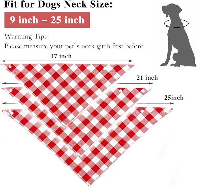 Christmas Plaid Bandana with Button, Fall Dual Layer Soft Cotton Triangle Dog - Image 3
