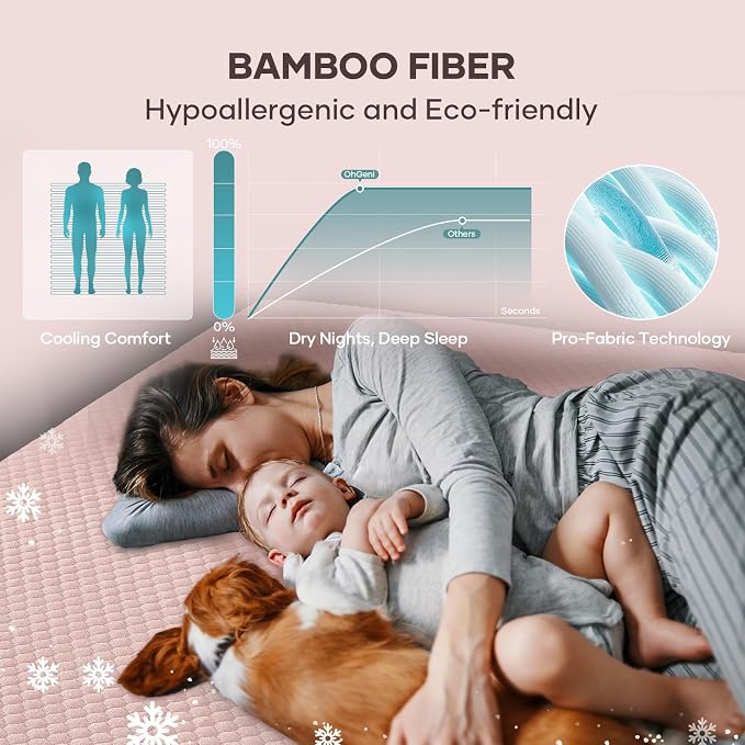 OhGeni 100% Waterproof Mattress Protector, Queen Size Mattress Soft Pad - Image 4