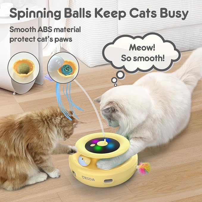 ORSDA Cat Toy, 3-in-1 Automatic Interactive Electronic Moving Ambush Feather - Image 6