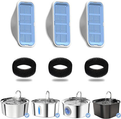 PEKTACO Cat Water Fountain Filters Replacement & Pre-Filter Sponges by PEKTACO