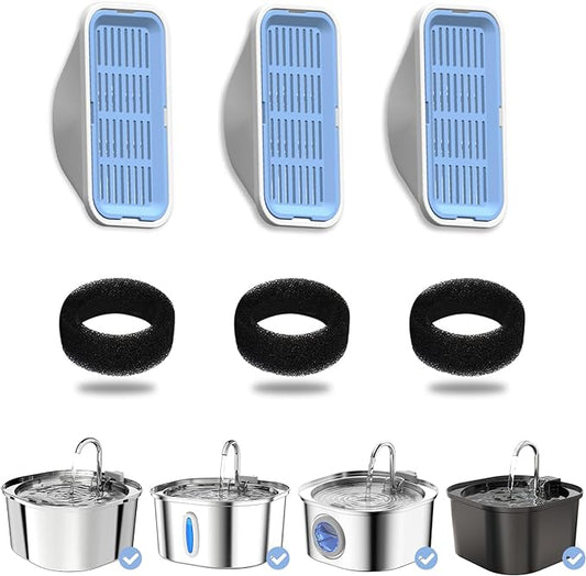 PEKTACO Cat Water Fountain Filters Replacement & Pre-Filter Sponges by PEKTACO