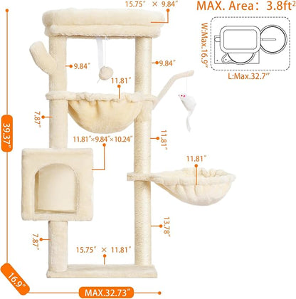 Heybly Cat Tree, 39.4 Inches Tower Condo - Image 5