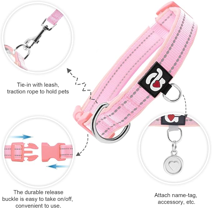 azuza Reflective Dog Collar, Soft Neoprene Padded Pet Collar - Image 2