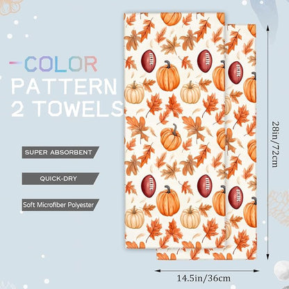 Autumn Pumpkin and Football Hand Towels - Image 2