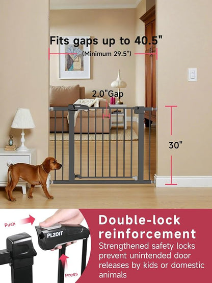 Baby Gate for Stairs, 29.5-40.5" Dog Gate for Doorways, Walk Thru Auto Close - Image 2