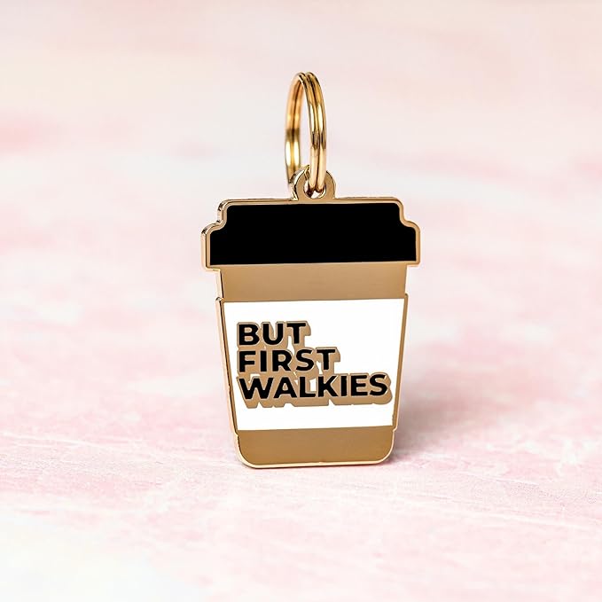 Two Tails Pet Company Personalized 'But First Walkies' Pet ID Tag & Collar Charm - Image 4