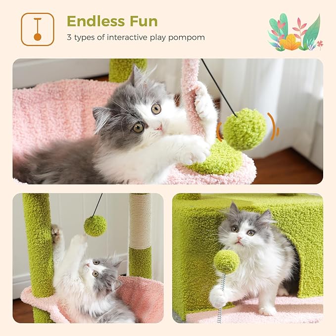 PEQULTI 4-in-1 Multi-Level Cat Tower, Scratching Post - Image 7