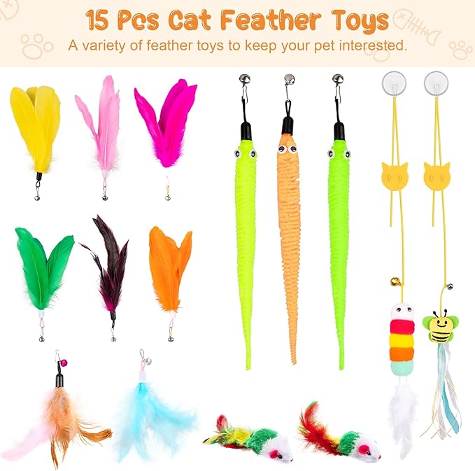 Depets Cat Wand Toy, 2 Play Modes Kitten Teaser Wand, Reusable Suction Cup - Image 4