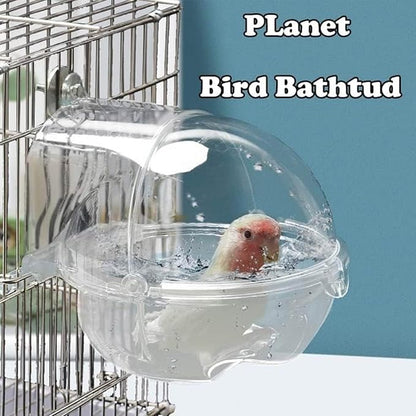 Bird Bath Box for Cage, Parrot Hanging Planet Bathtub No-Leakage Transparent - Image 3