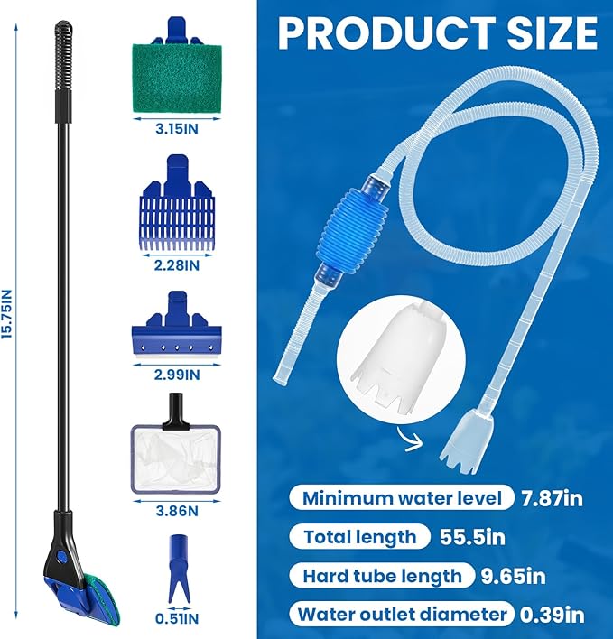 Aquarium Fish Tank Cleaning Tool Kit Include 4 Pcs Long Aquascape Tools Kit 1 - Image 3