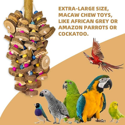 Extra Large Bird Parrot Toys- 19.7 inch Multicolored Natural Wooden Block - Image 6