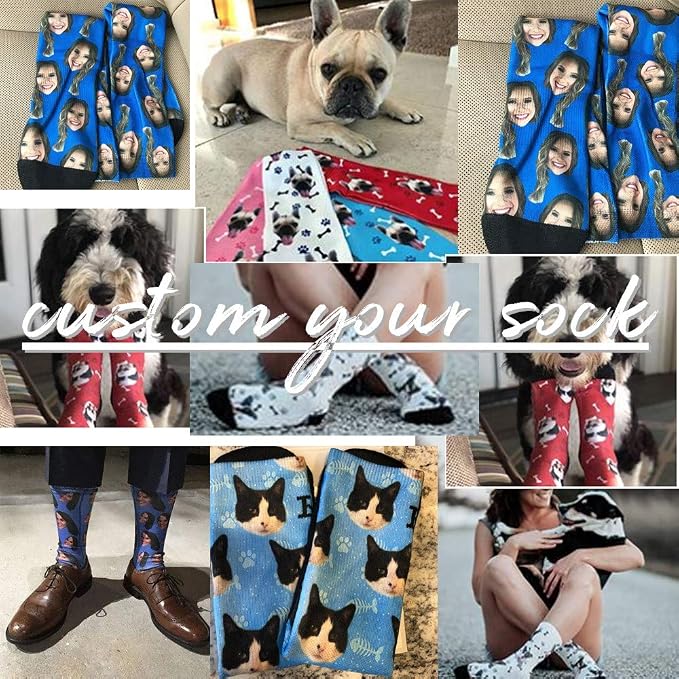 Custom Face Socks, Personalized Dog Lover Pet Photo Picture on Socks Unisex - Image 6