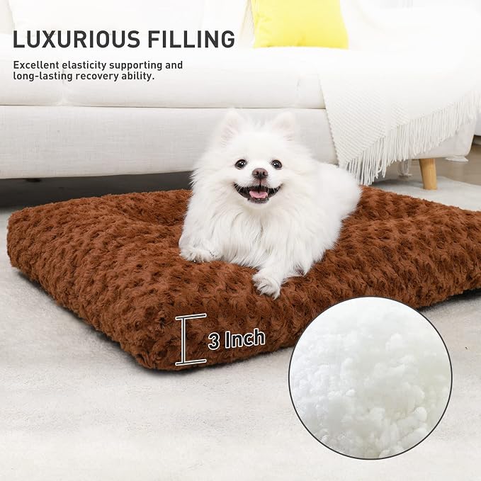 KSIIA Washable Dog Bed Deluxe Plush Dog Crate Beds Comfy Kennel Pad Anti-Slip - Image 3