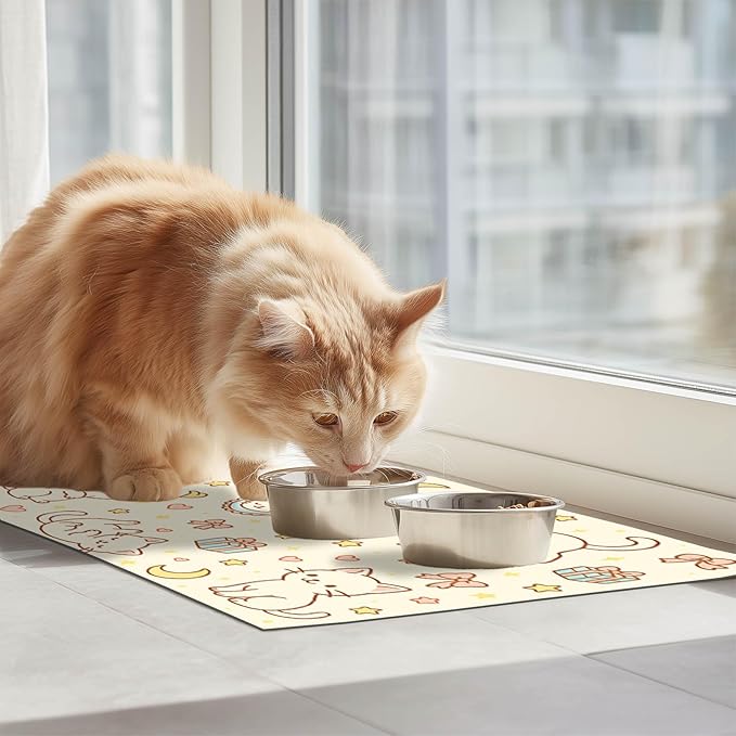 Cute Sweet Cat Food Mat for Dog Food Mat Food and Water Bowl Pet Feeding Bowl - Image 3
