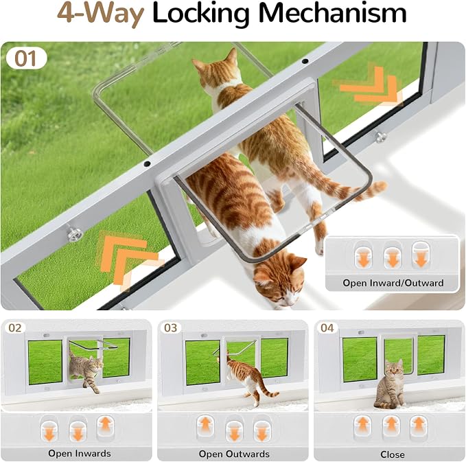Cat Door for Window, Fits 31"-36" Width Windows, Quick-Fit Pet Door Window - Image 4