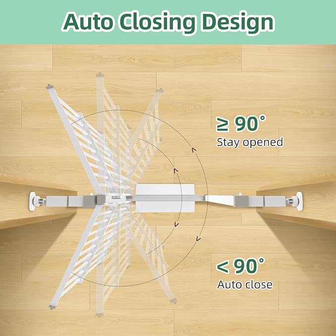 60" Extra Tall Pet Gate, 30-40" Wide, Auto Close, Cat Toy Included - Image 6