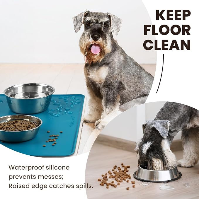 VIVAGLORY Dog Food Mat Flexmat Dog Bowl Mat, Placemat Food Tray - Image 2
