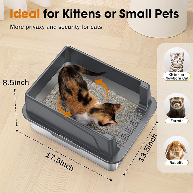 2PACK Stainless Steel Cat Litter Box - Image 2
