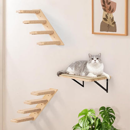 Cat Floating Wall Shelf with Scratching Mat, Support to 30 LBS - Image 7